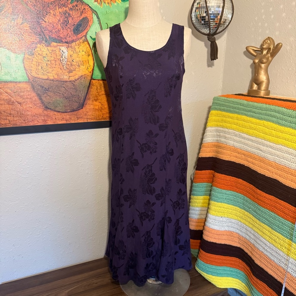 Violet Kay Dark Purple Floral Midi Dress